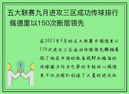 五大联赛九月进攻三区成功传球排行 佩德里以150次断层领先 五大联赛九月进攻三区成功传球排行 佩德里以150次断层领先